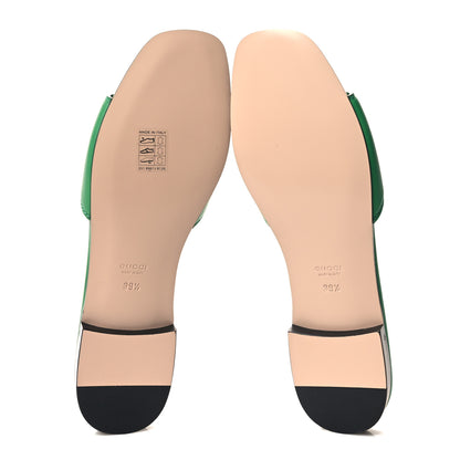 Gucci Cosmos Softy Calfskin Interlocking G Cut Out Slide Sandals 39.5 Green 5 of 7