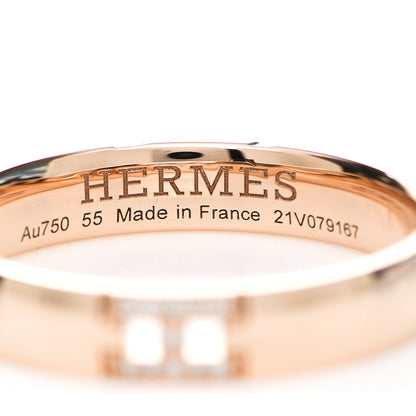 Hermes 18K Rose Gold Diamond Ever Herakles Wedding Band Ring 55 7.25 4 of 5