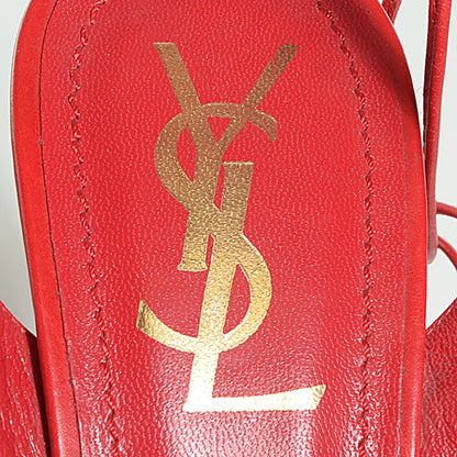 Saint Laurent Nappa Candy 80 Platform Ankle Wrap Sandals 38 Red 7 of 8