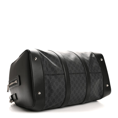 Gucci Soft GG Supreme Monogram Appia Calfskin Web Large Carry On Duffle Bag Black Grey 3 of 12