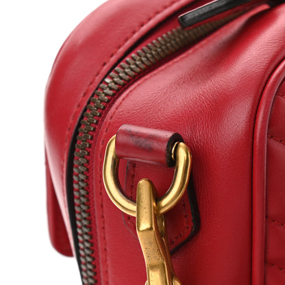 Gucci Calfskin Matelasse Sylvie Web Small GG Marmont Top Handle Shoulder Bag Hibiscus Red 11 of 13
