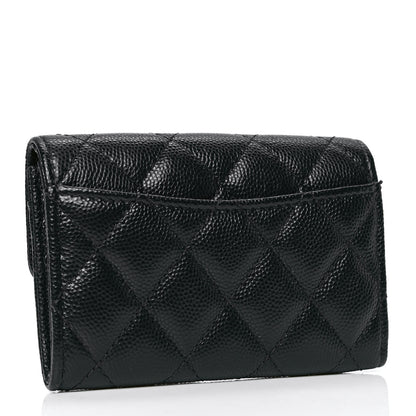 Chanel Caviar Quilted Flap Card Holder Wallet Navy Blue 2 of 4