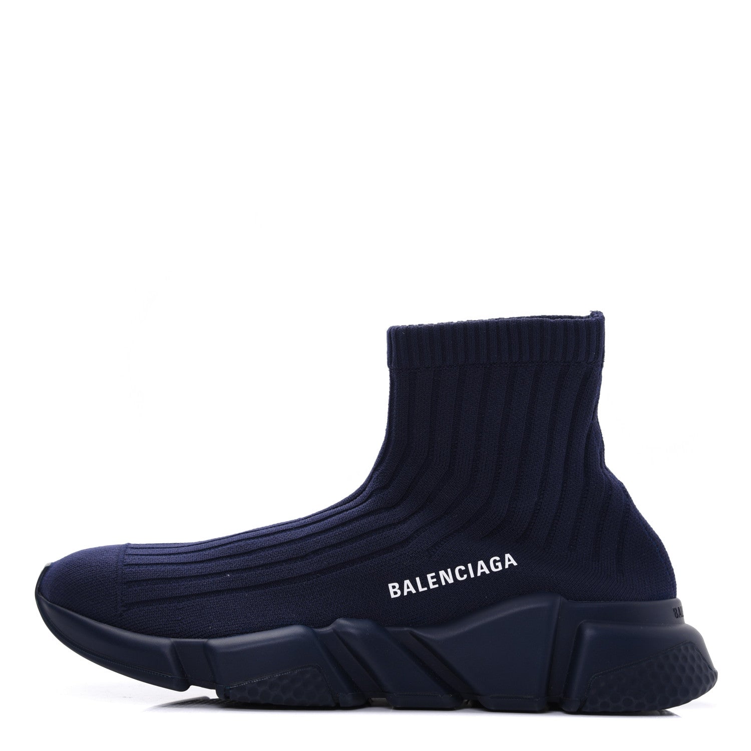 Balenciaga Ribbed Effect Knit Mens Speed Sneakers 39 Bleu Marine 1 of 8