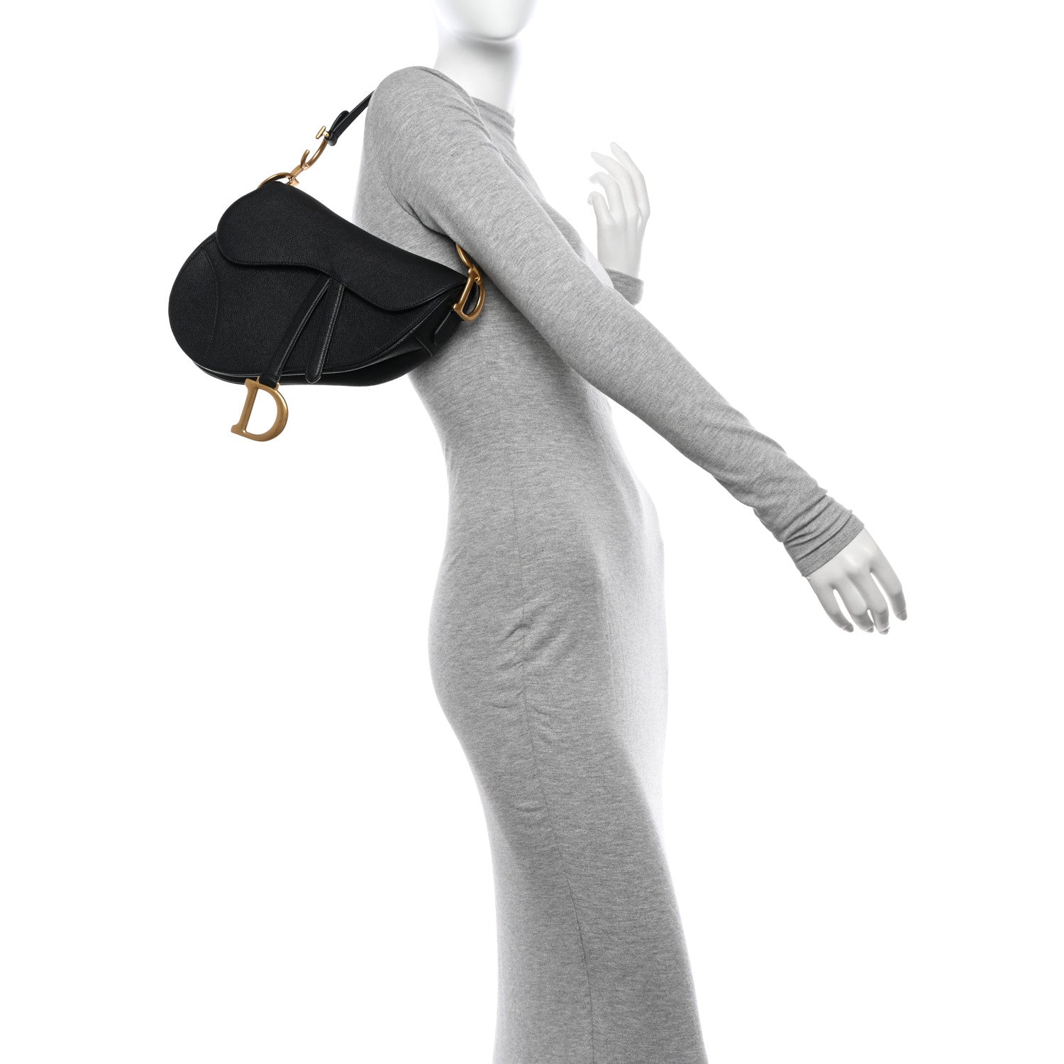 Christian Dior Grained Calfskin Saddle Bag Black 2 of 12