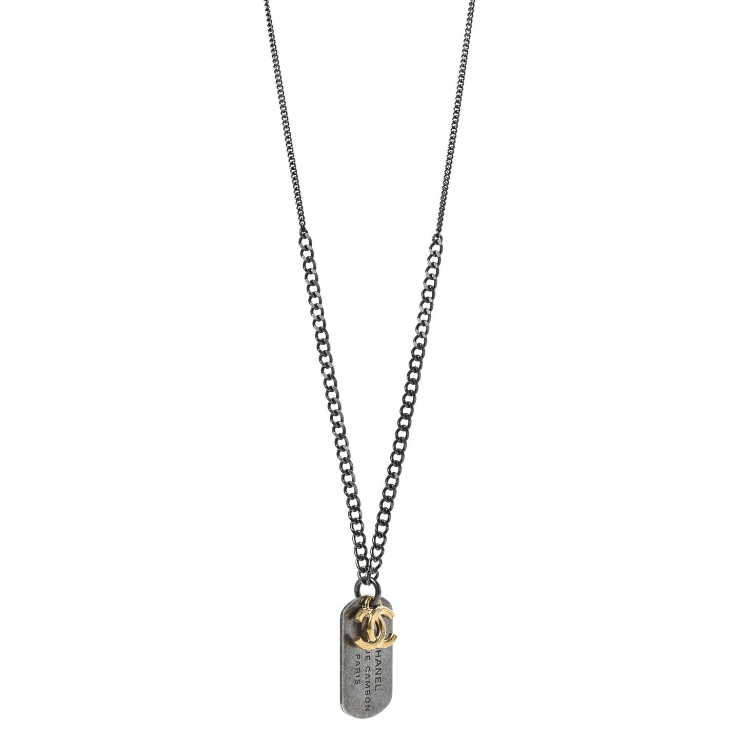 Ruthenium ID Dog Tag Charm Necklace Silver Gold