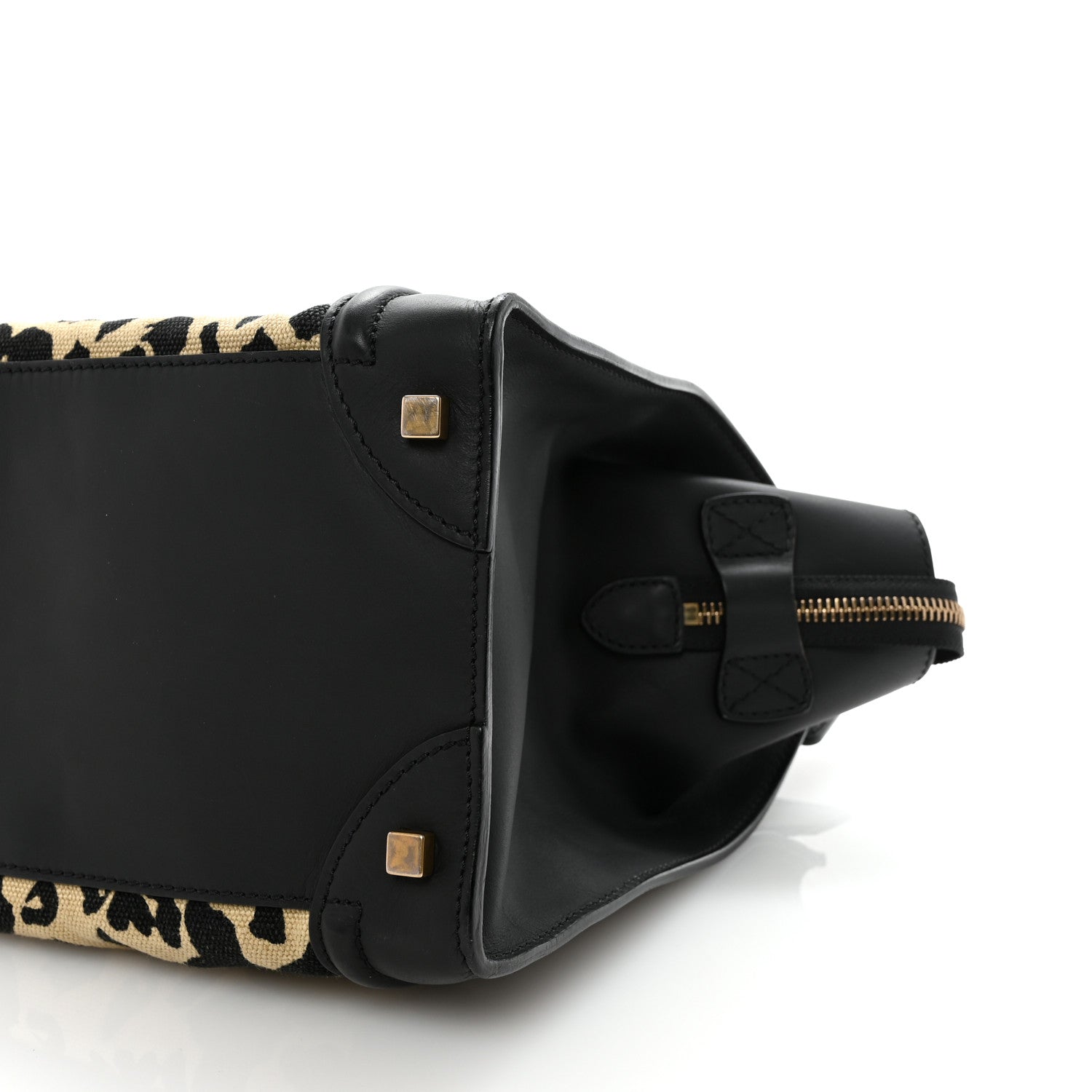 Celine Canvas Smooth Calfskin Leopard Print Mini Luggage Black 10 of 10