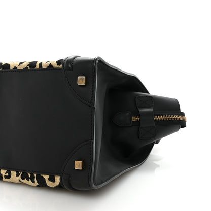Celine Canvas Smooth Calfskin Leopard Print Mini Luggage Black 10 of 10