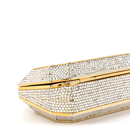 Judith Leiber Swarovski Crystal Minaudiere Clutch Silver Gold 9 of 13