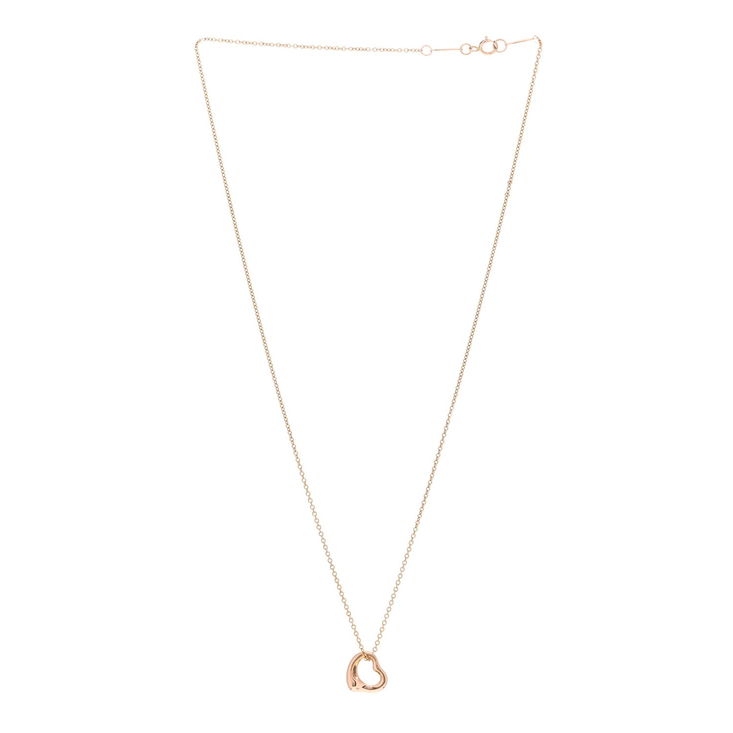 18K Rose Gold 11mm Elsa Peretti Open Heart Pendant Necklace