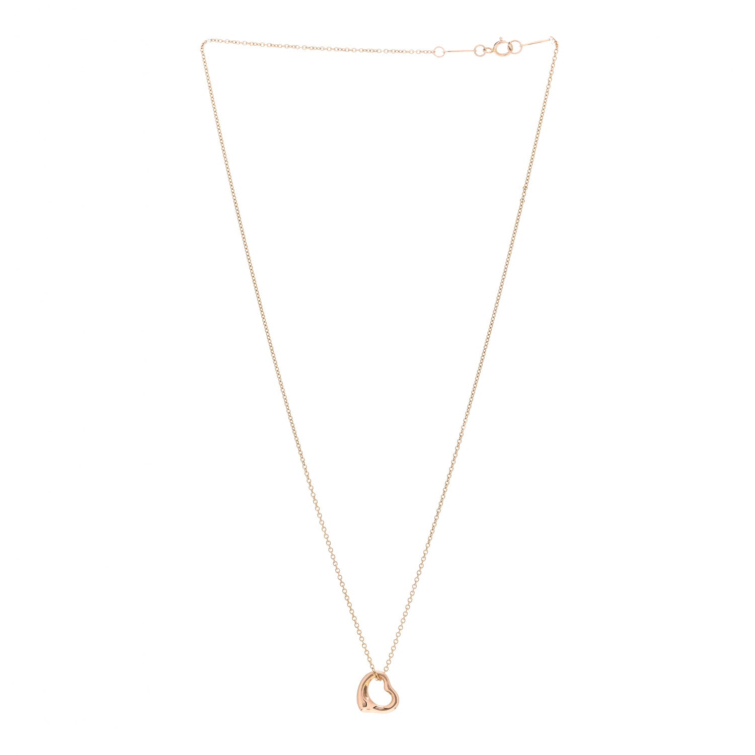 Tiffany 18K Rose Gold 11mm Elsa Peretti Open Heart Pendant Necklace 3 of 4