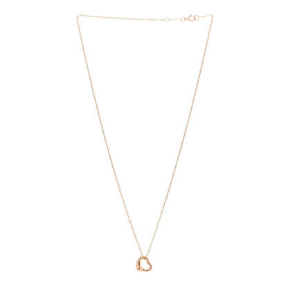 Tiffany 18K Rose Gold 11mm Elsa Peretti Open Heart Pendant Necklace 3 of 4