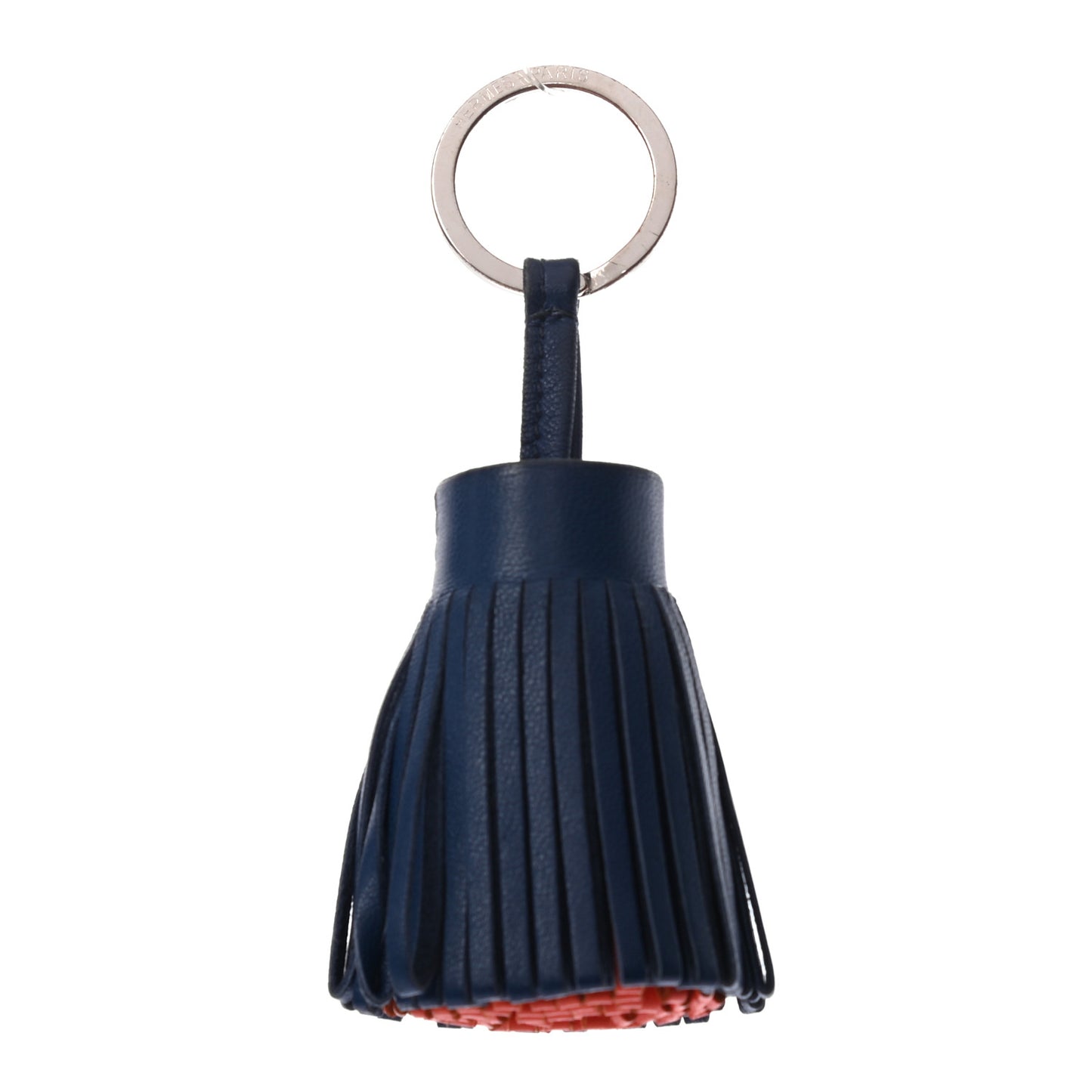 Lambskin Bi-Color Carmen Tassel Key Holder Bleu de Malte Orange Poppy