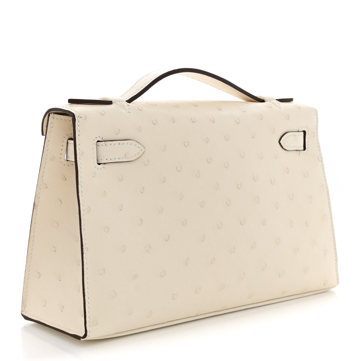 Ostrich Kelly Pochette Clutch Nata