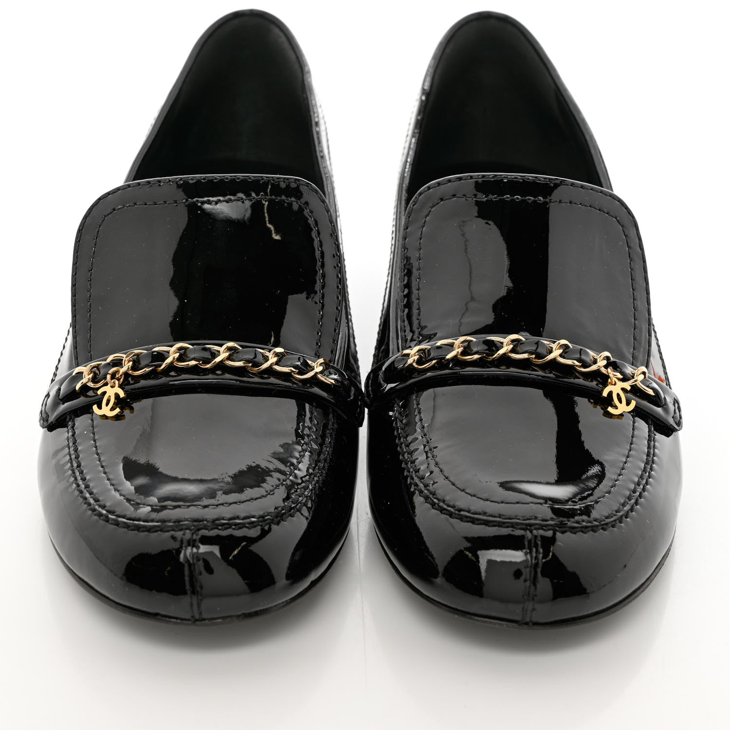 Chanel Patent Chain Loafers 39.5 Black 5 of 10