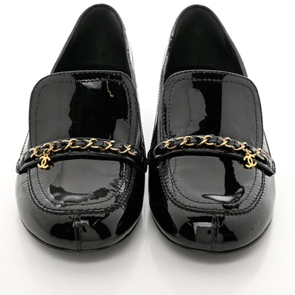 Chanel Patent Chain Loafers 39.5 Black 5 of 10