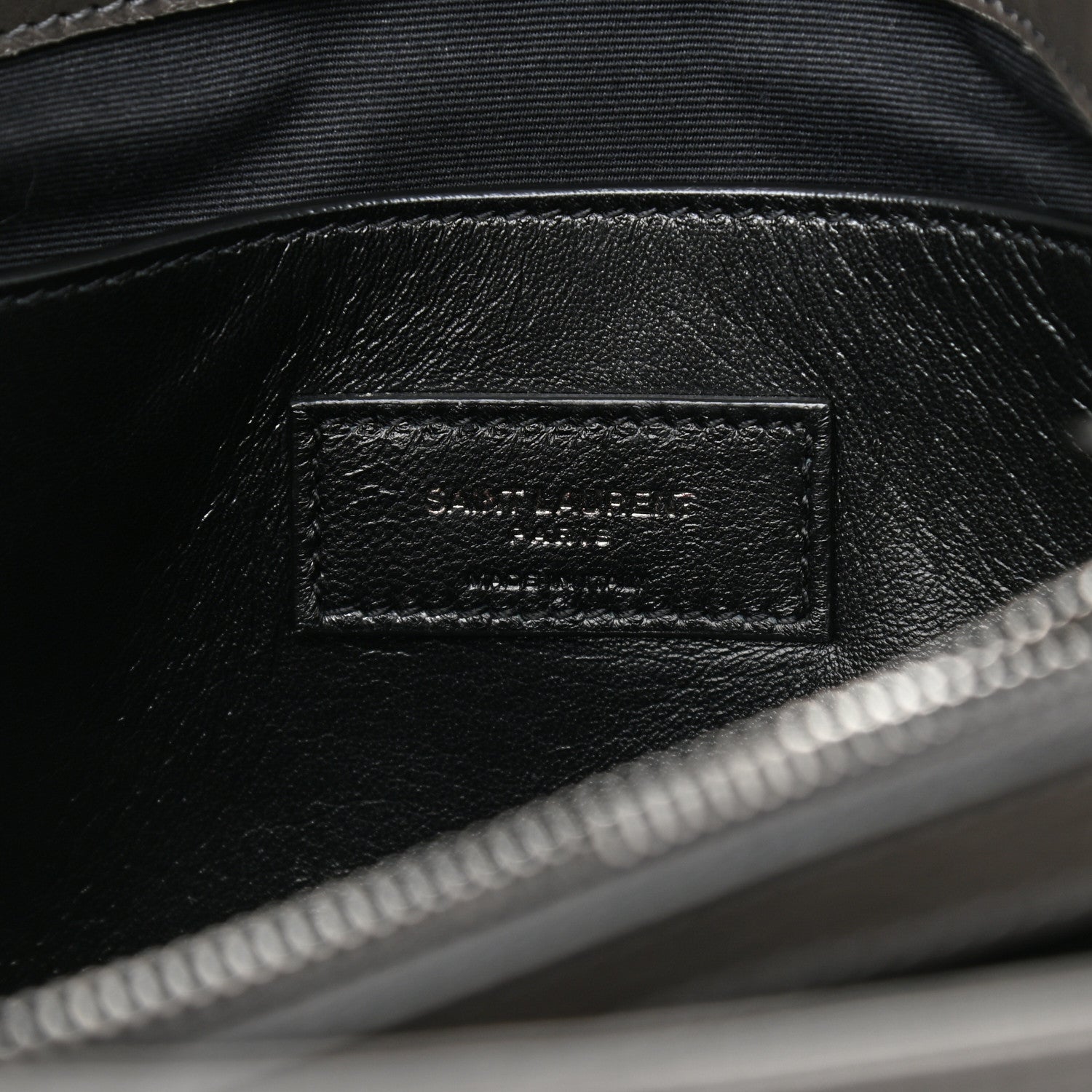 Saint Laurent Calfskin Crocodile Embossed Medium West Hollywood Monogram Fold-Over Grey 7 of 11