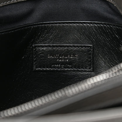 Saint Laurent Calfskin Crocodile Embossed Medium West Hollywood Monogram Fold-Over Grey 7 of 11