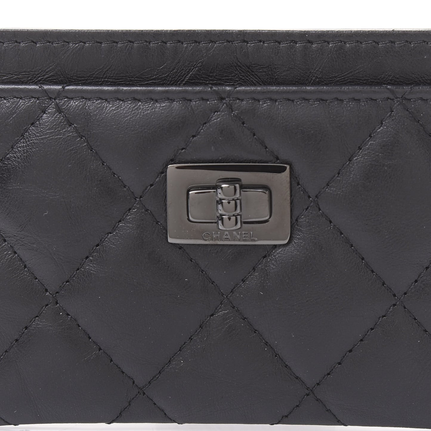 Aged Calfskin Quilted Reissue Card Holder So Black