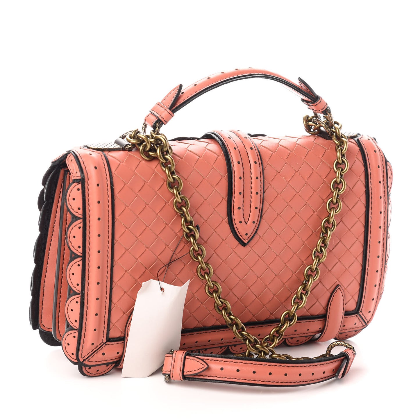 French Calfskin Intrecciato Wingtip City Knot Bag Hibiscus Black
