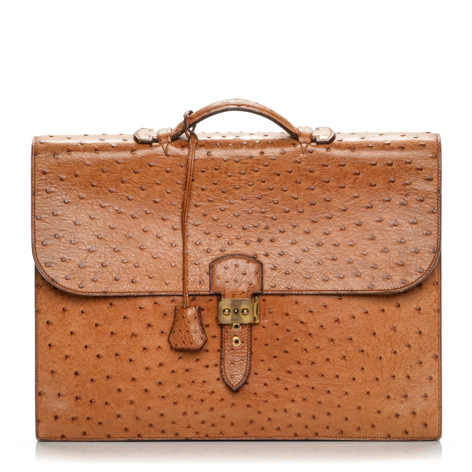 Hermes Ostrich Sac a Depeche Briefcase Gold 1 of 13