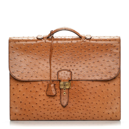 Hermes Ostrich Sac a Depeche Briefcase Gold 1 of 13