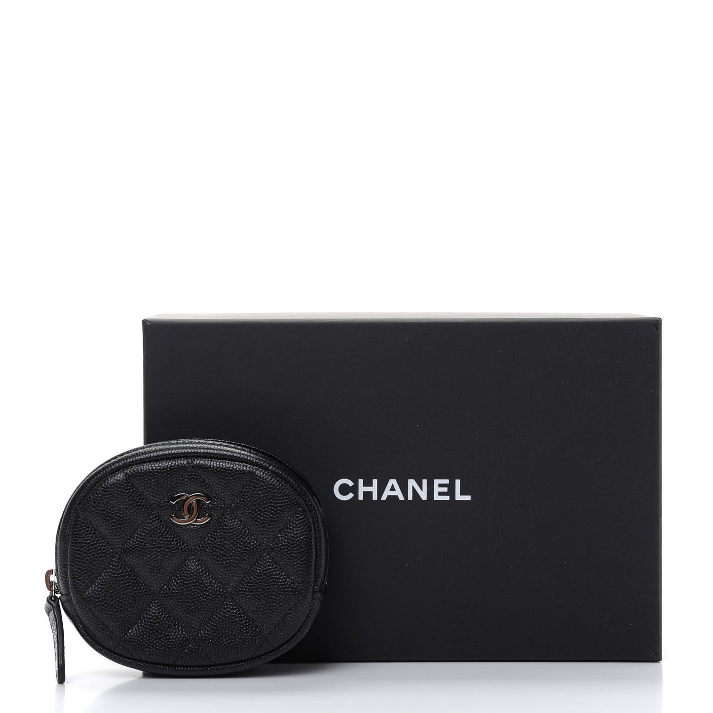 Iridescent Caviar Quilted Zip Around Classic Coin Purse Black