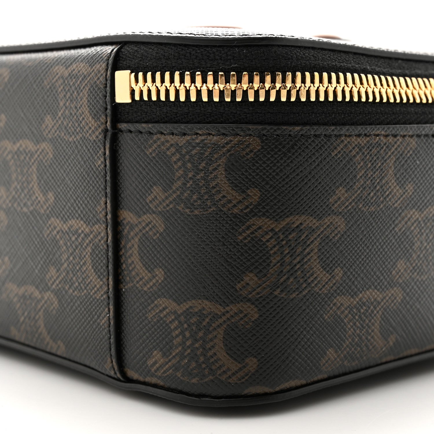 Celine Triomphe Canvas Calfskin Cuir Box On Chain Tan 10 of 11