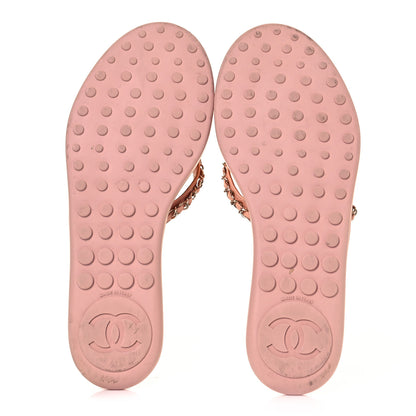 Chanel Calfskin CC Chain Thong Sandals 41 Pink 5 of 8