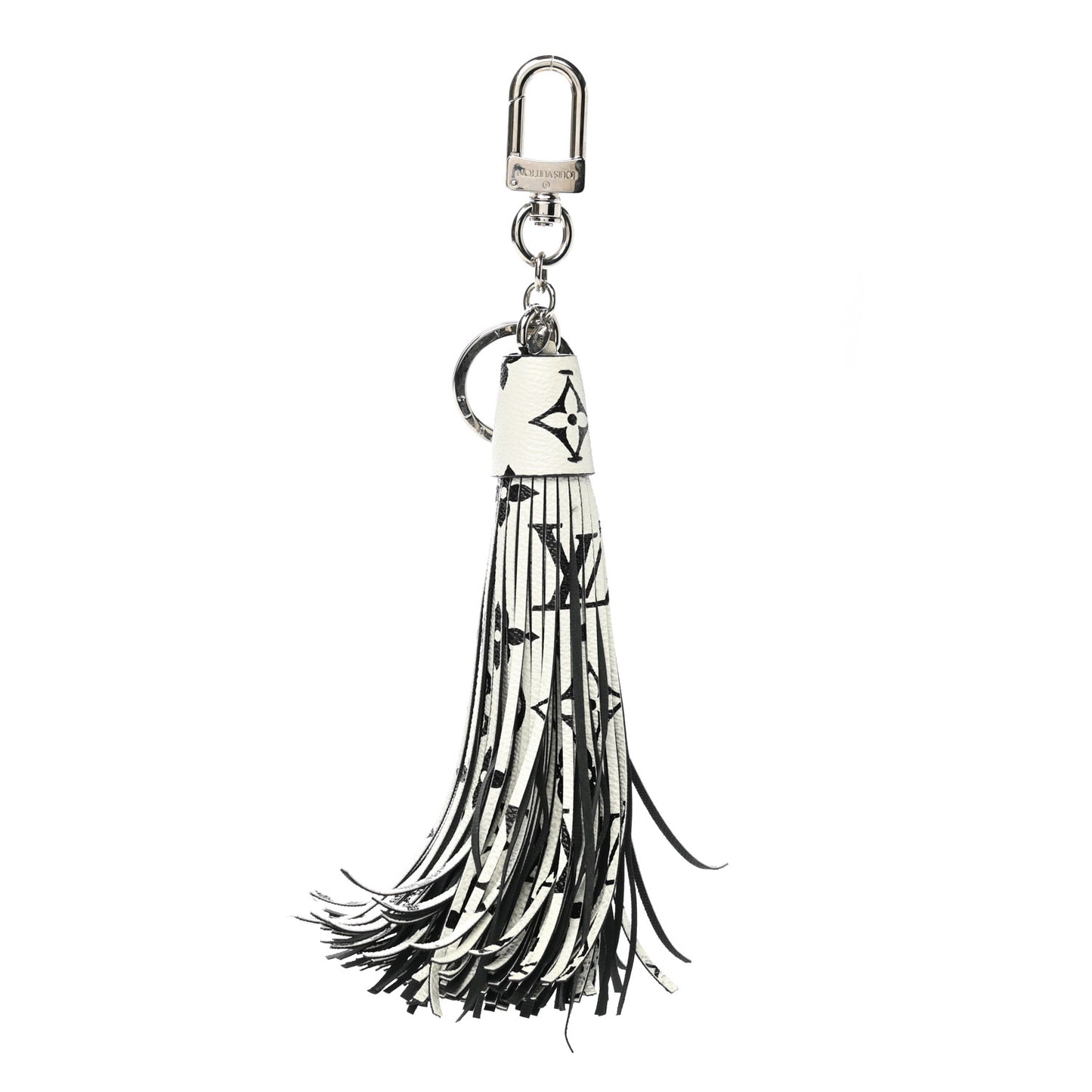 Monogram Tassel Bag Charm White