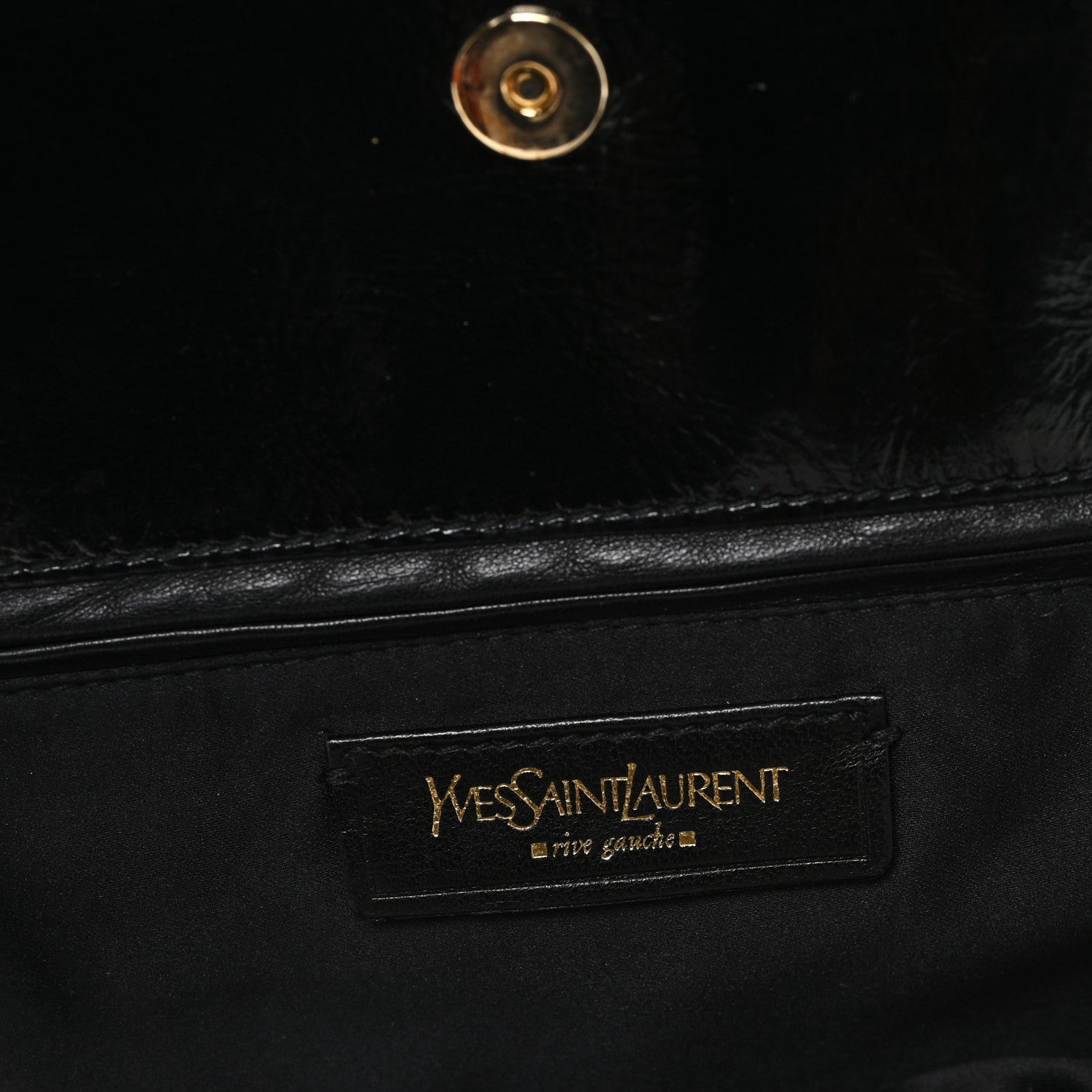 Saint Laurent Glazed Calfskin Crocodile Embossed Tribute Tote Black 6 of 12