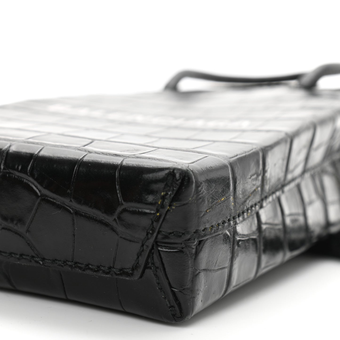 Calfskin Crocodile Embossed Logo Shopping Phone Holder Bag Black