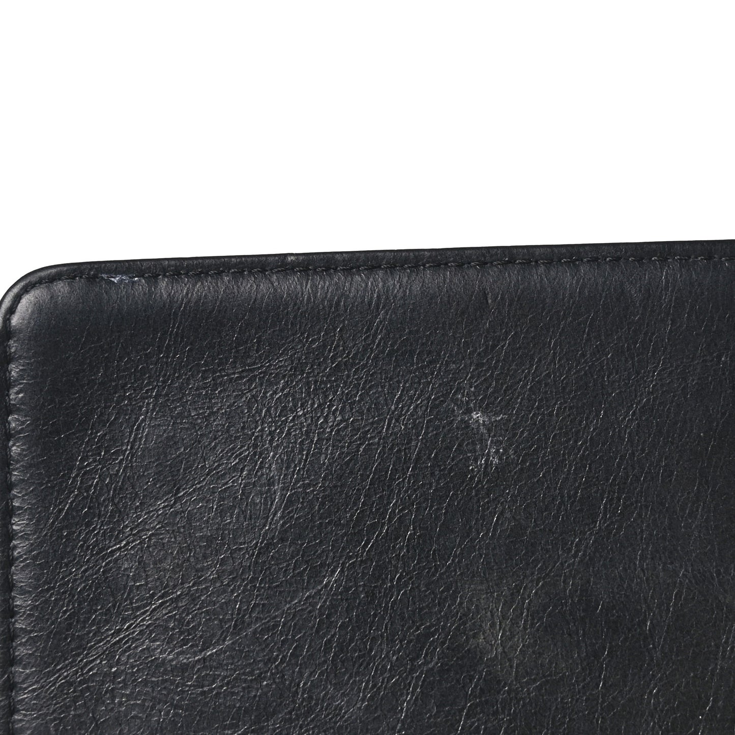 Calfskin Embossed Stitch Large Boy Flap Black