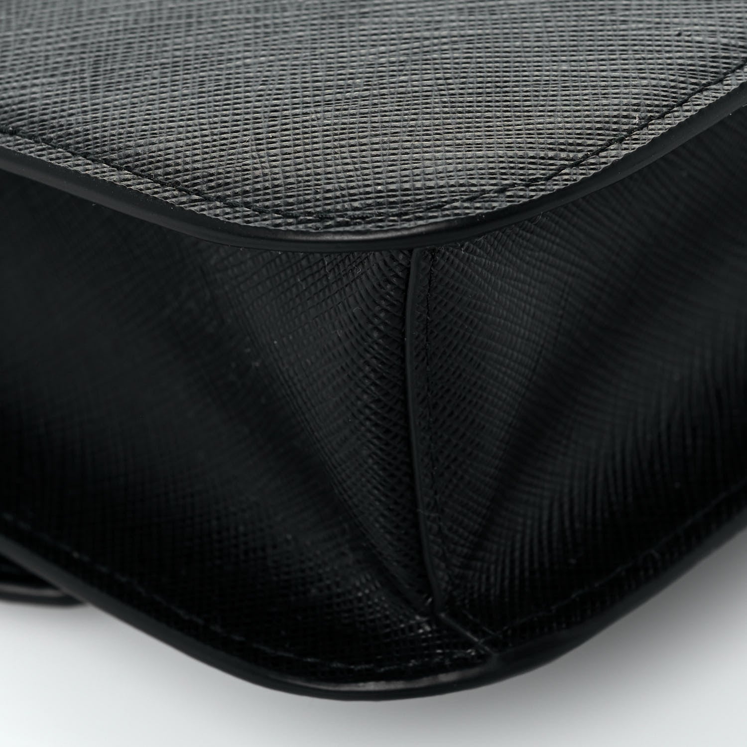 Prada Saffiano Cuir Triangle Embleme Flap Shoulder Bag Black 10 of 12