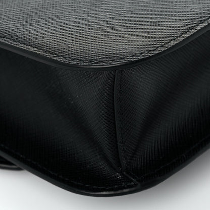 Prada Saffiano Cuir Triangle Embleme Flap Shoulder Bag Black 10 of 12