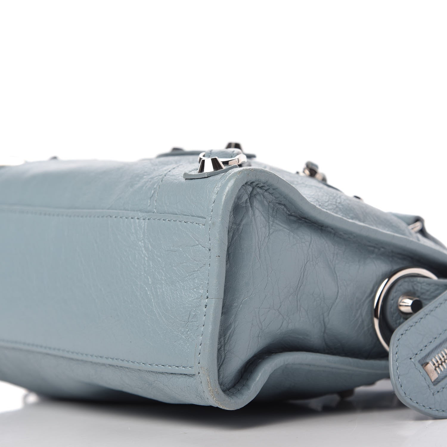 Balenciaga Agneau Classic Silver Hardware Mini City Bleu Gris 7 of 9