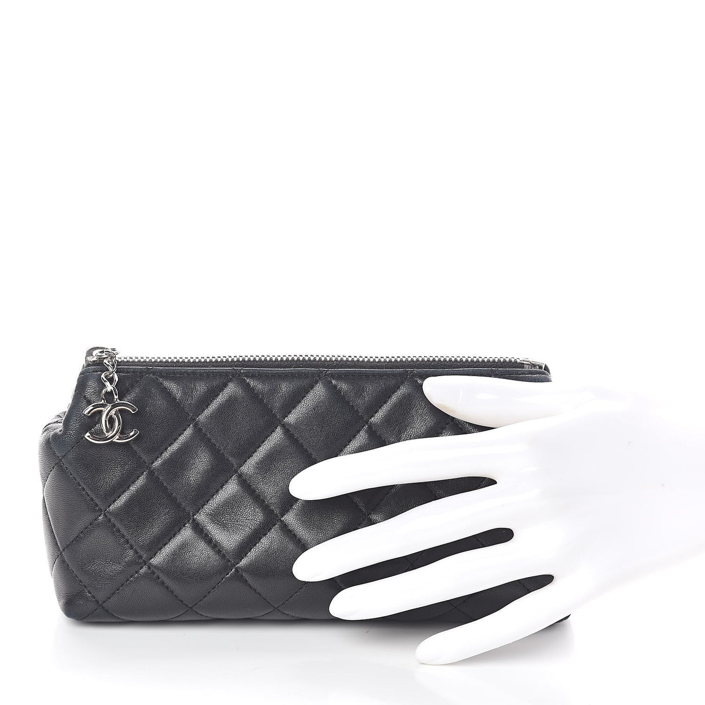 Lambskin Quilted Cosmetic Case Black