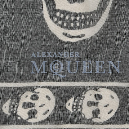 Alexander McQueen Silk Chiffon Skull Scarf Black Ivory 3 of 6
