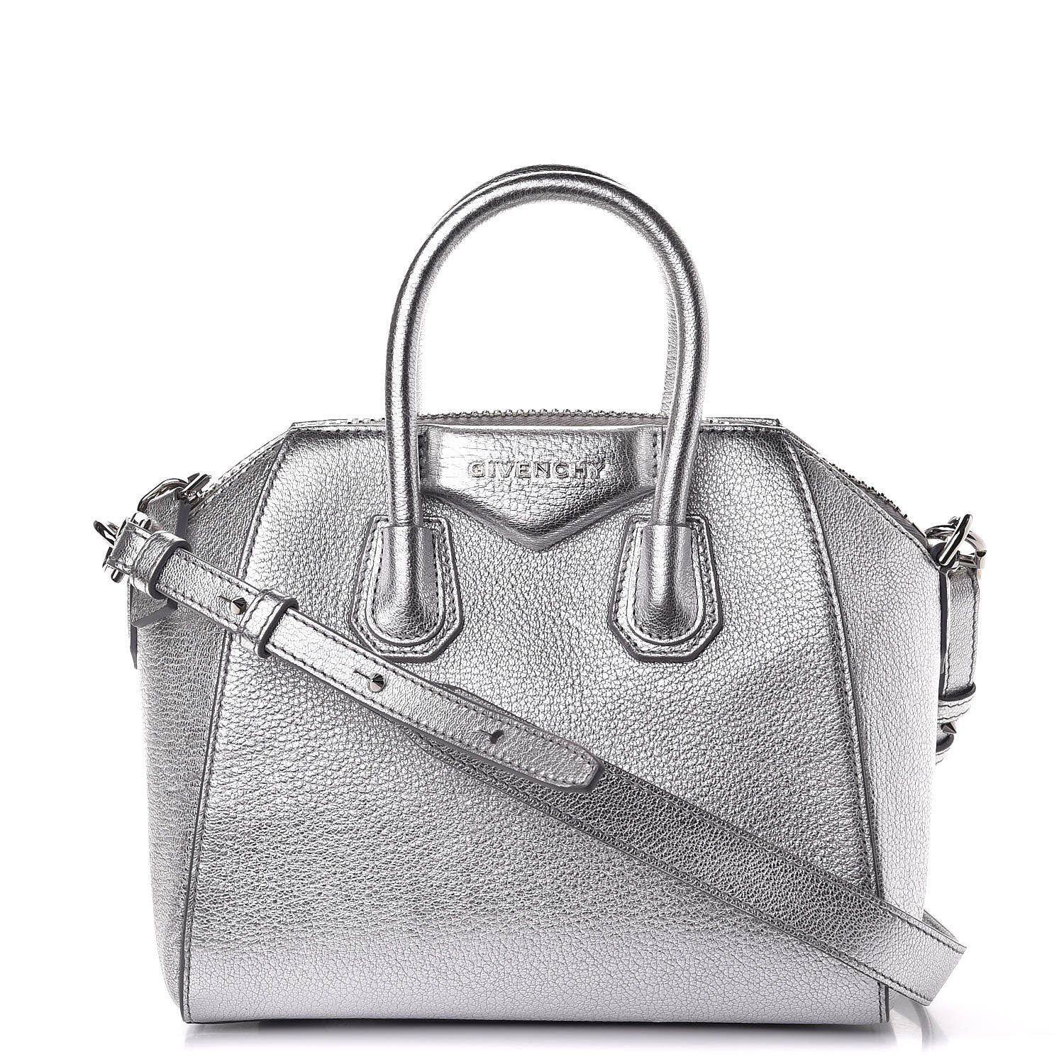 Givenchy Metallic Sugar Goatskin Mini Antigona Silver 1 of 10