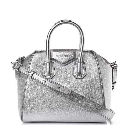 Givenchy Metallic Sugar Goatskin Mini Antigona Silver 1 of 10