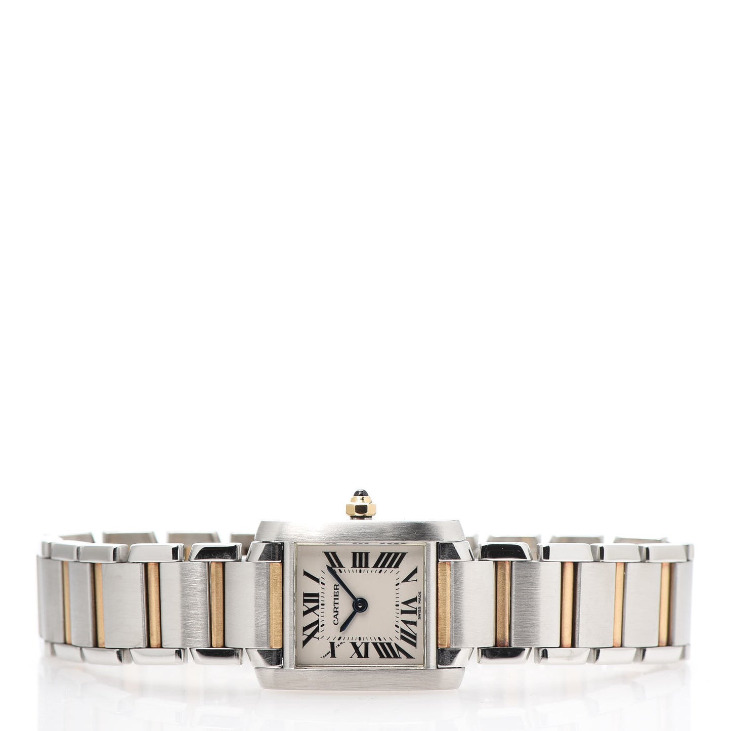 Stainless Steel 18K Yellow Gold 20mm Tank Francaise Quartz Watch
