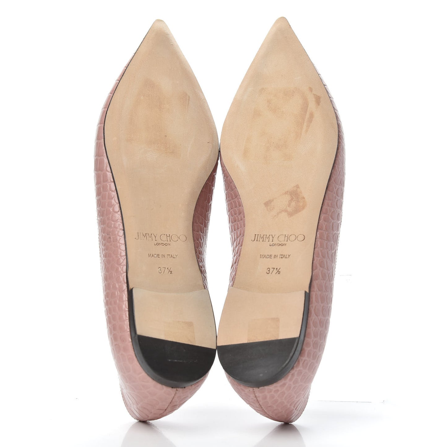 Crocodile Embossed Calfskin Love Flat 37.5 Blush