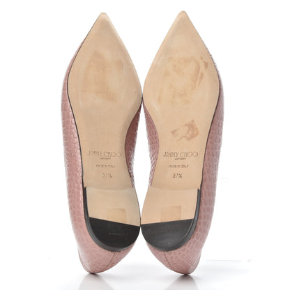 Jimmy Choo Crocodile Embossed Calfskin Love Flat 37.5 Blush 5 of 7