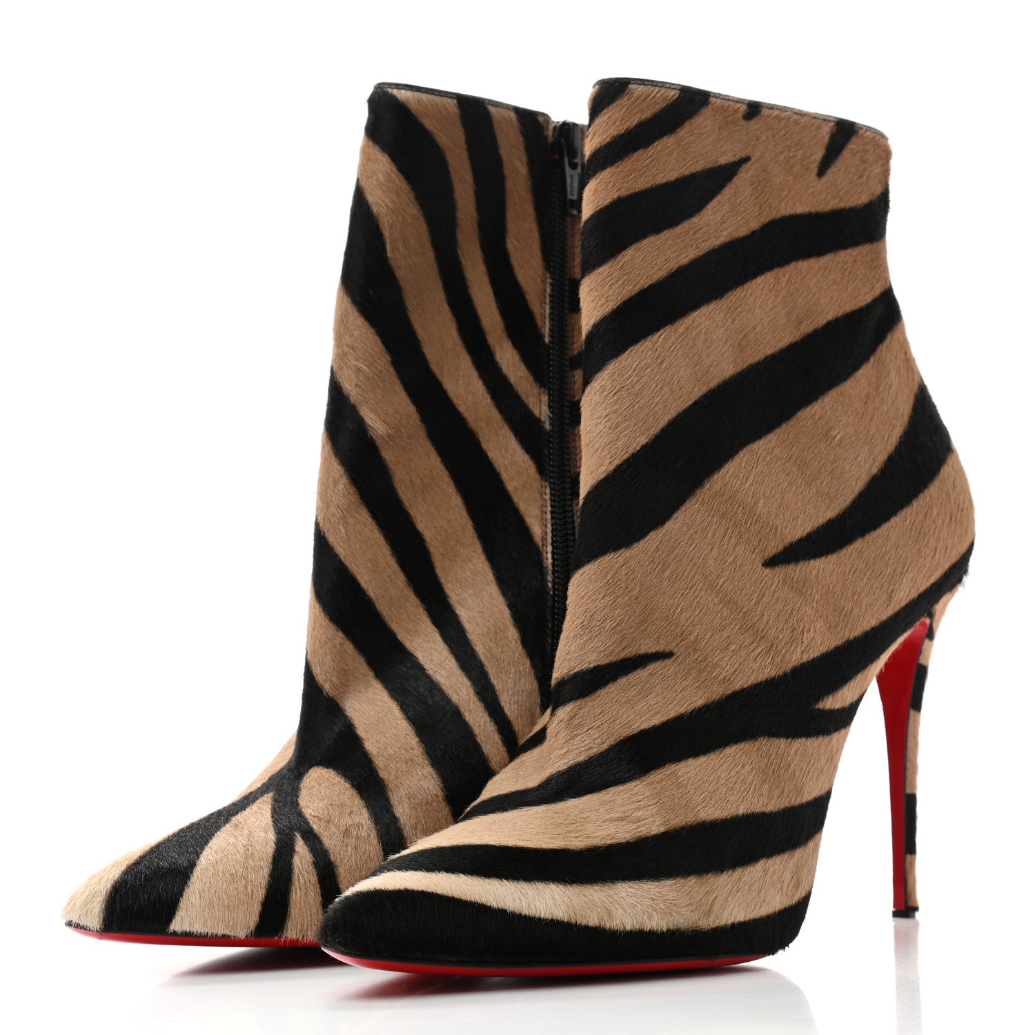 Christian Louboutin Calf Hair Zebra Print So Kate 100 Ankle Boots 39 Dune Black 3 of 9