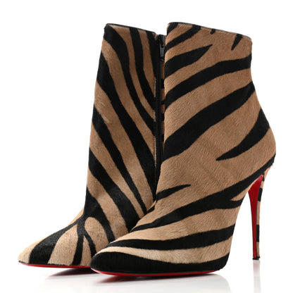 Christian Louboutin Calf Hair Zebra Print So Kate 100 Ankle Boots 39 Dune Black 3 of 9