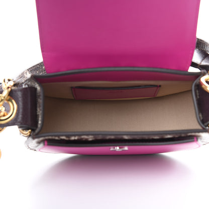 Chloe Calfskin Lizard Embossed Small Tess Bag Black Raisin 5 of 8