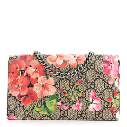 Gucci GG Supreme Monogram Blooms Chain Wallet Beige Multicolor Dry Rose 1 of 15