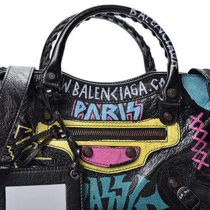 Balenciaga Agneau Arena Graffiti All Over Classic Hardware Mini City Black Multicolor 6 of 8