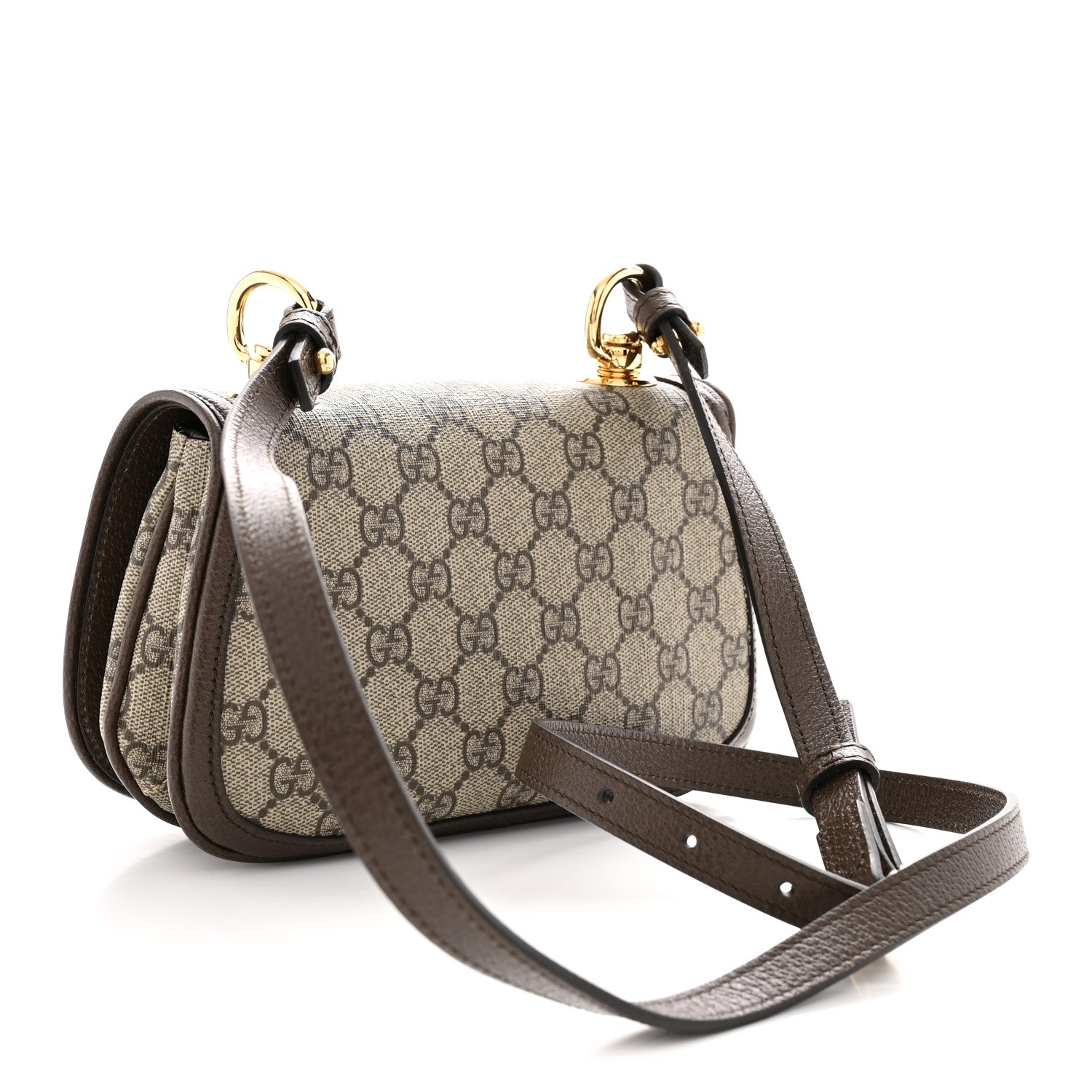 Gucci GG Supreme Monogram Textured Dollar Calfskin Mini Blondie Chain Shoulder Flap Bag Beige Ebony New Acero 3 of 10