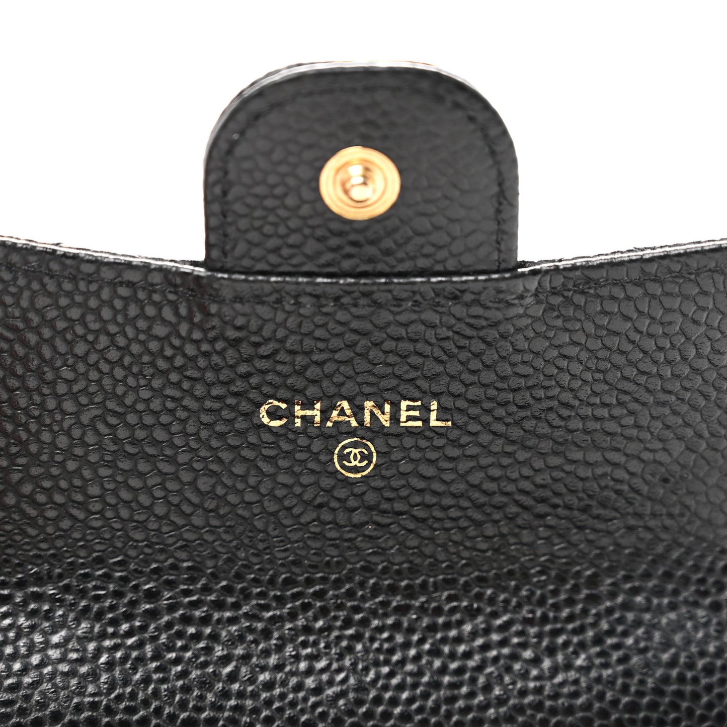 Caviar Quilted Flap Card Holder Wallet Black