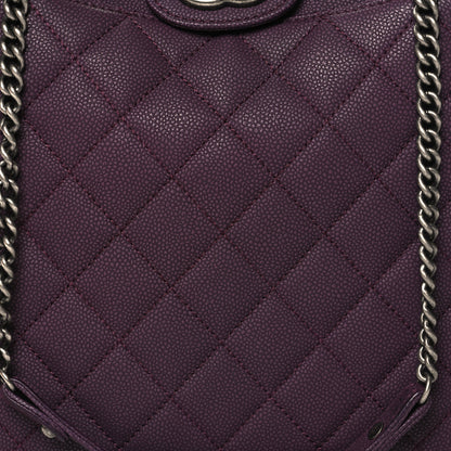 Chanel Washed Caviar Quilted Turn Around Ligne Tote Dark Purple 8 of 11